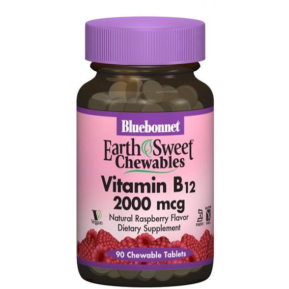 Вітамін Б12 Bluebonnet Nutrition Earth Sweet Chewables Vitamin B12 2000 mcg 90 Chewable Tabs Raspberry