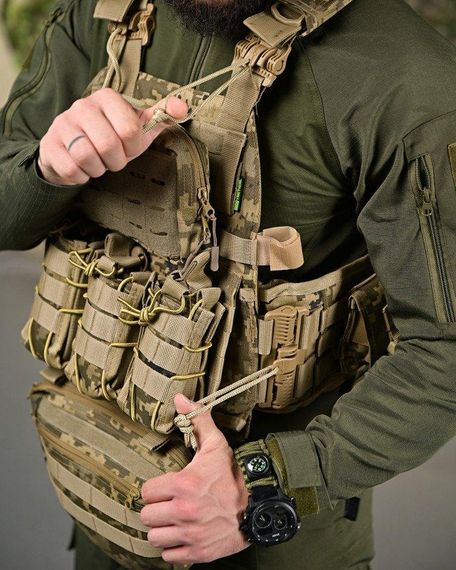 Плитоноска 4 точки швидкий скидання frion з напашником піксель ПП4633 | Зображення 4