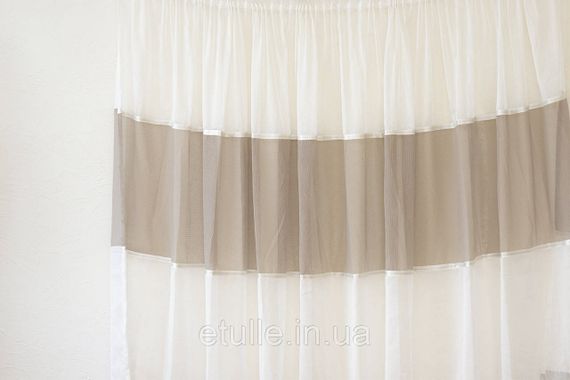 Готова коричнева коротка пошита тюльпан льон завіска для кухні, веранди, вітальня, коридору або спальні | Зображення 1