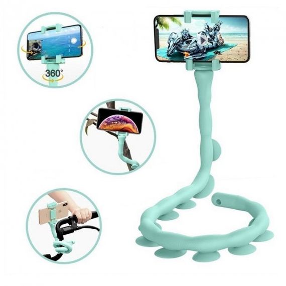 Гнучкий тримач для телефону з універсальними присосками Cute Worm Lazy Holder. Колір блакитний BQ-63 | Зображення 3