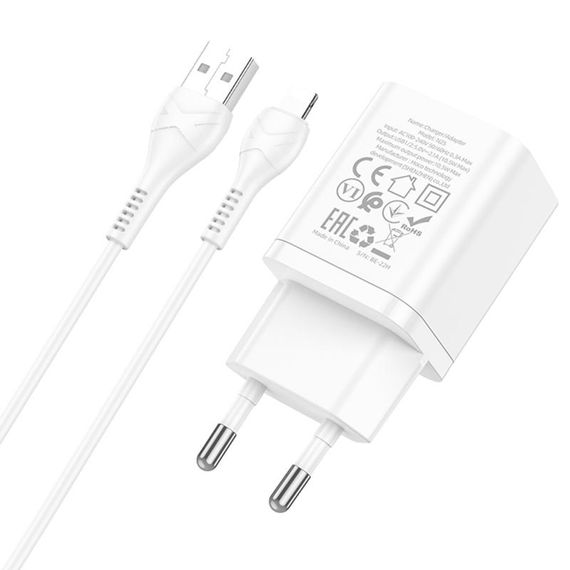 МЗП Hoco N25 Maker (2USB-A) + USB to Lightning White | Зображення 3