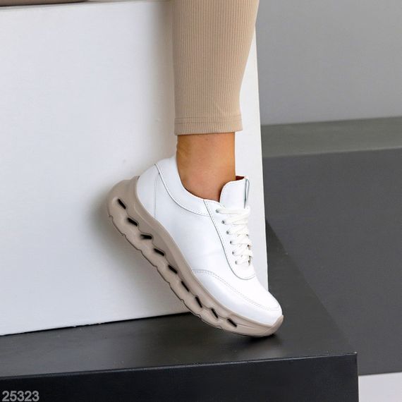 Молодежные дизайнерские белые кроссовки натуральная кожа | Зображення 6