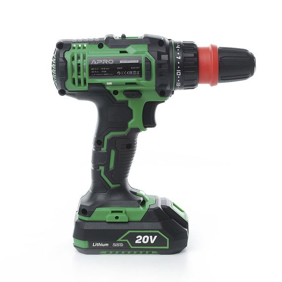 Дриль-шурупокрут, швидкознімання APRO 20 В, 2 А, 20DC, 2 АКБ, ЗП, кейс 8950311 | Зображення 1