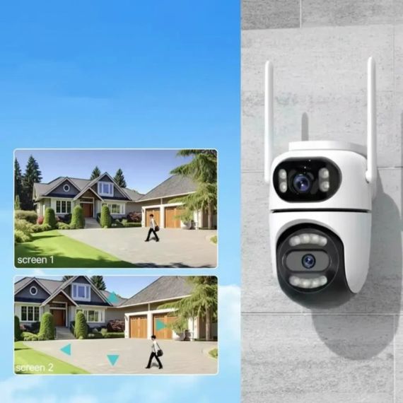 Вулична Wi-Fi камера на 2 об'єктиви, 8MP (від Type-C) Q2/Поворотна камера відеоспостереження/WiFi камера спостереження | Зображення 4
