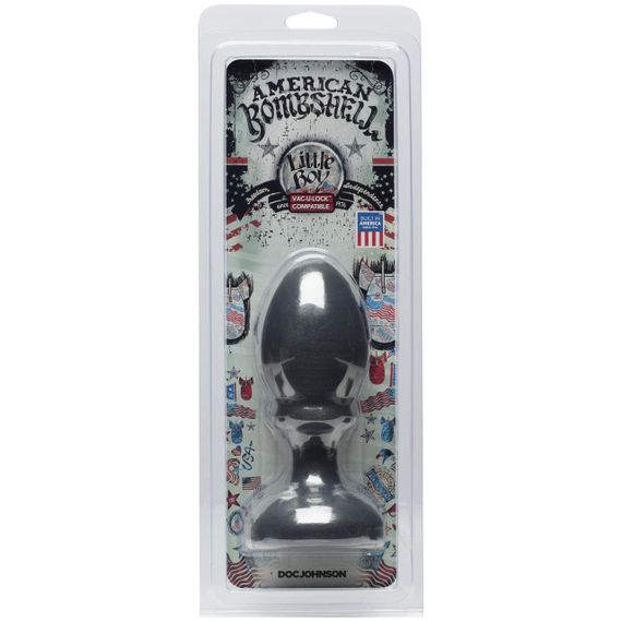 Анальная пробка Doc Johnson American Bombshell Little Boy - Gun Metal, диаметр 5,59 см | Зображення 1