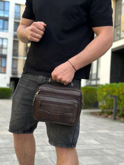 Топ! Чоловіча шкіряна сумка барсетка через плече з ручкою коричнева BEXHILL 61881B | Зображення 3