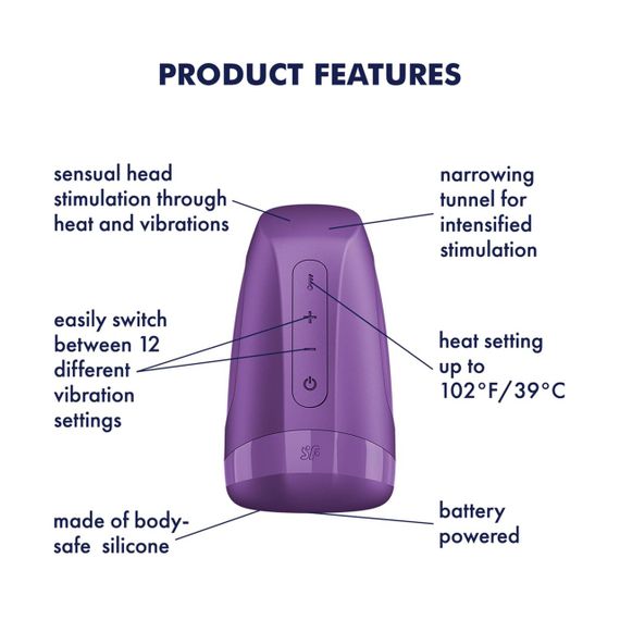 Мастурбатор Satisfyer Men Heat Vibration Battery Series імітатор мінету, підігрів та вібрація Sex Aura | Зображення 5