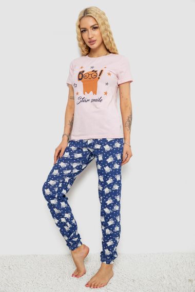 Пижама женская с принтом  -уценка, цвет розово-синий, 243R15847-U | Зображення 2
