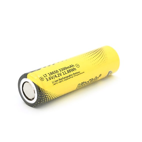Акумулятор 18650 Li-Ion LiitoKala LT33A, 3300mAh, 3.7V (2.5-4.2V), 18.3*64.8mm, LowTemp-40-60℃, Black/Yellow | Зображення 1
