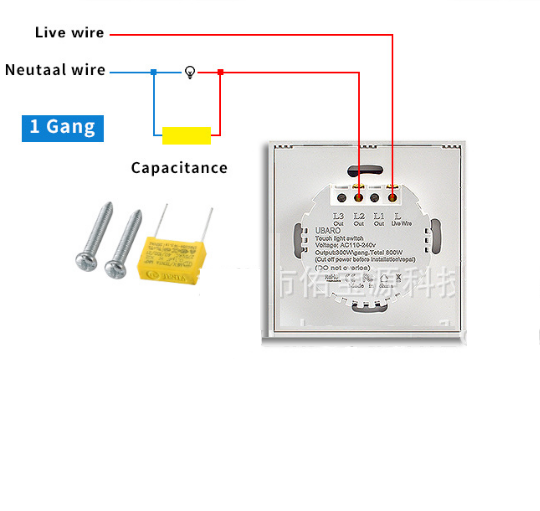 Сенсорный умный переключатель света: 1 клавиша, Белый | Зображення 3