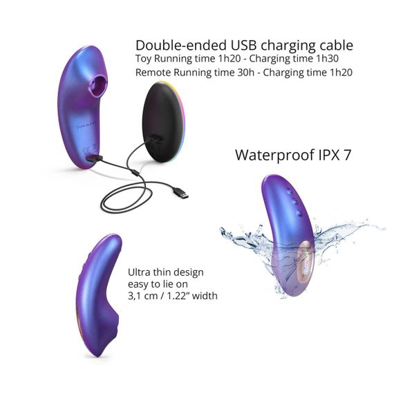 Вакуумний кліторальний стимулятор Love To Love DREAMER – IRIDESCENT NIGHT, пестощі язичком, пульт sexstyle | Зображення 3