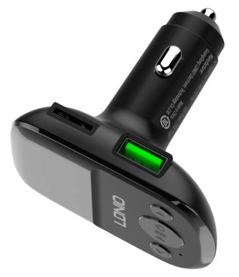 FM модулятор трансмиттер блютуз LDNIO C706Q Bluetooth адаптер зарядное утройство 2 USB Черный | Зображення 1
