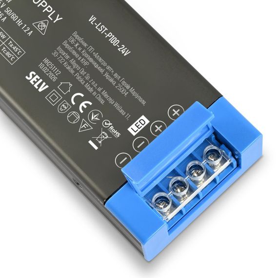Блок живлення для LED стрічки VIDEX DC24V 4.16A 100W IP20 (VL-LST-P100-24V) | Зображення 5