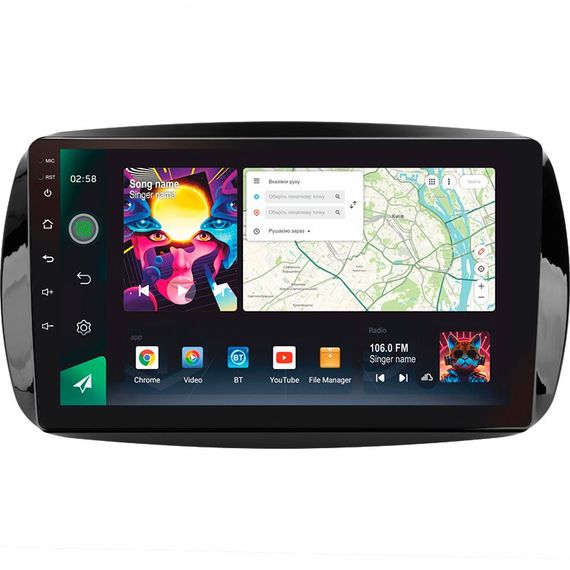 Штатна магнітола Sigma PRO 98128 2K 8+128 Gb Mercedes Benz Smart Fortwo 3 C453 A453 W453 2014-2020 9" (L1)