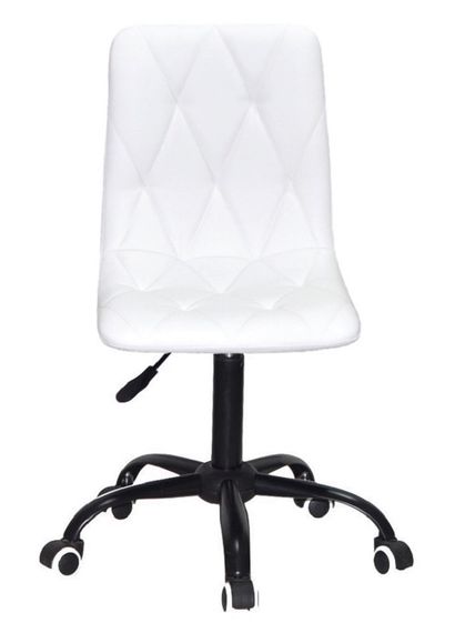 Стілець з м'яким сидінням на чорній хрестовині Ø 570 мм з колесами Melvin (Fred) BK-Office екошкіра кольору білий | Зображення 2