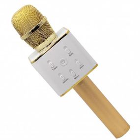 Портативний бездротовий мікрофон караоке Q7 золото + чохол