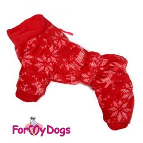 Зимний комбинезон для собак For My Dogs "Сканди Зимняя Пижама" красный