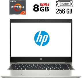 Ноутбук Б-клас HP ProBook 445 G7 / 14" (1920x1080) IPS / AMD Ryzen 7 4700U (8 ядер по 2.0 - 4.1 GHz) / 8 GB DDR4 / 256 GB SSD M.2 / AMD Radeon Graphics / WebCam / USB 3.1 / HDMI б/в