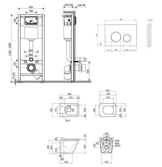 Набір Qtap Nest 4 в 1 підвісний унітаз Tern Ultra Quiet 490x365x325 + комплект інсталяції QT1733052EUQW45159 | Зображення 1