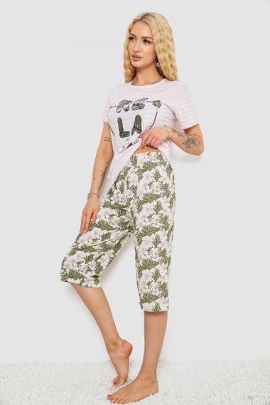 Піжама жіноча з принтом, колір рожево-зелений, 243R3757 | Зображення 2
