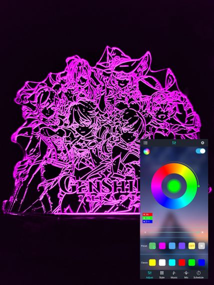 Акриловий світильник-нічник керування з телефона Genshin 4 tty-n000932