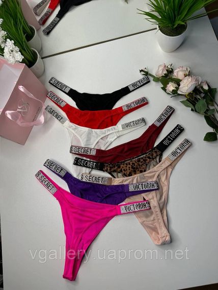 Женские трусики Виктория Сикрет со стразами, трусики стринги Victoria’s Secret, модные трусики стринги Бежево-персиковый, L | Зображення 2