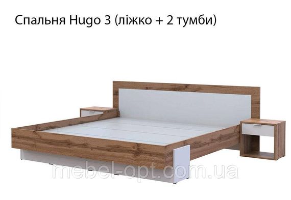Спальный гарнитур Hugo 3 Doros Тахо / Белый (кровать с тумбочками), современная спальня в скандинавском стиле