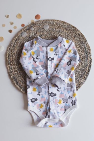 Боді з довгим рукавом інтерлок принт Ведмедики