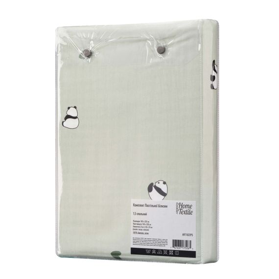 Набір постільної білизни 1,5сп Ardesto Gloria, 160х220см, 100% бавовна, сатин, панди, зелений (ART1622PS) | Зображення 7