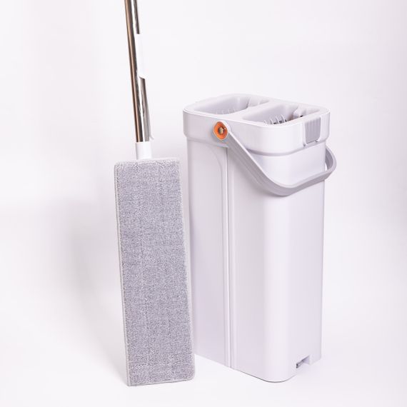 Набір для прибирання з плоскою шваброю та двосекційним відром з віджимом, насадка з мікрофібри, компактний HP-35015-19 | Зображення 4