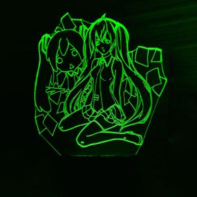 Акриловый светильник-ночник Хацунэ Мику зеленый tty-n000899