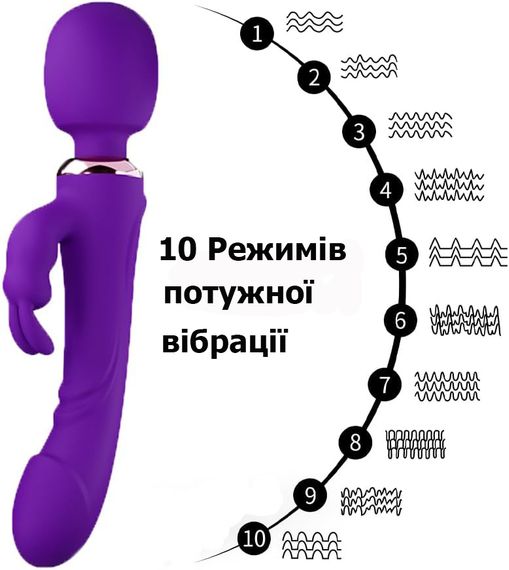 Фіолетовий двосторонній вібростимулятор - Rabbit 3 в 1 | Зображення 5