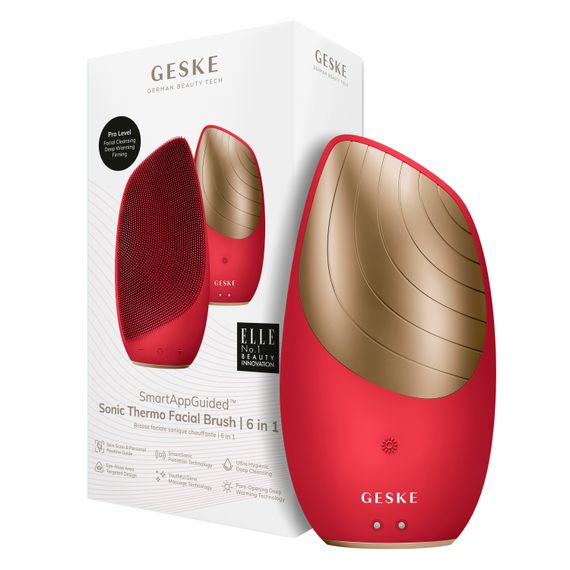 Електронна звукова термо щітка для обличчя GESKE Sonic Thermo Facial Brush 6в1 red