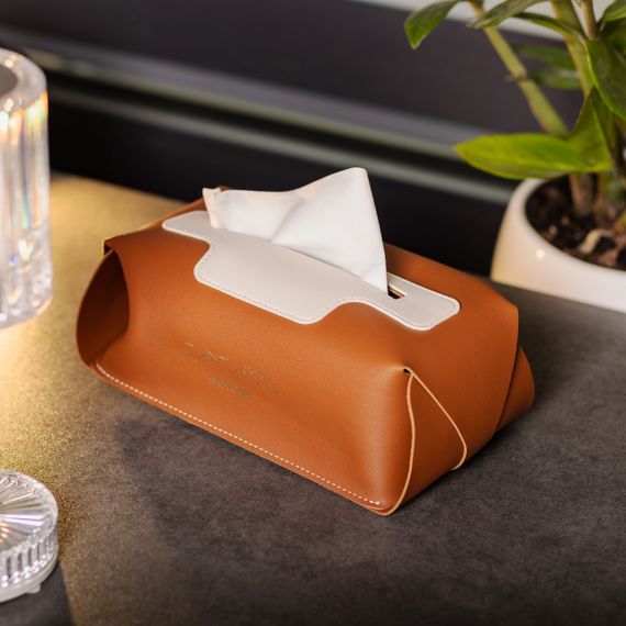 Салфетница из эко кожи 21х12х8 см контейнер для салфеток в автомобиль Коричневый HP-3-210BR | Зображення 4