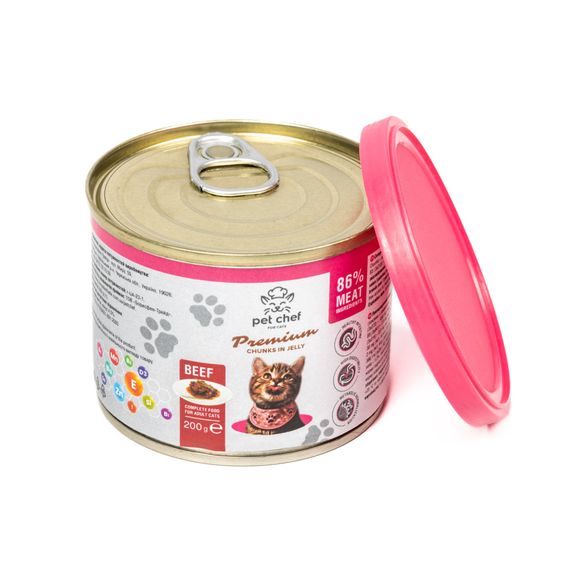 Корм вологий для дорослих котів Pet Chef, шматочки в желе з яловичиною 200 г | Зображення 4