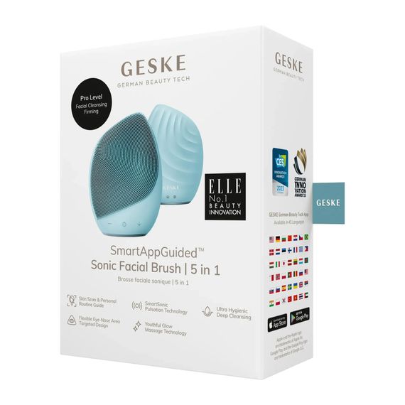 Електронна ультразвукова щітка для обличчя GESKE Sonic Facial Brush 5в1 gray, Бірюзовий | Зображення 7