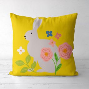 Подушка декоративная Soft Кролик и цветы на желтом фоне 45x45 см (45PST_23M015)