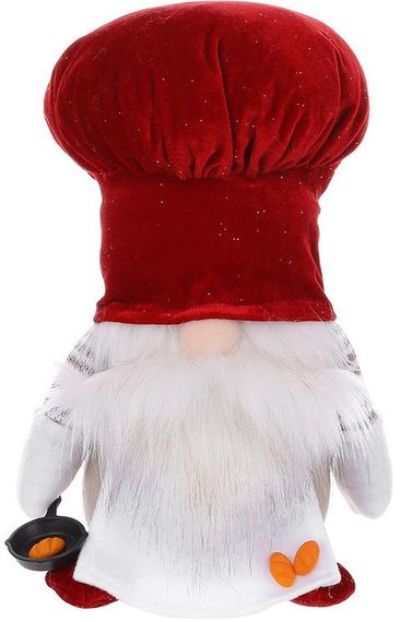 М'яка іграшка "Гном-Кухар зі сковородою" 28см, червоний з білим