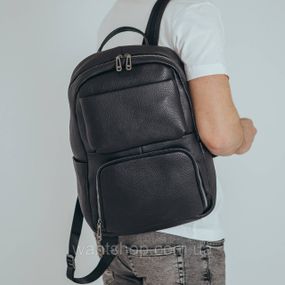 Чорний шкіряний чоловічий рюкзак Tiding Bag 9387
