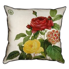 Подушка с мешковины Роза красная и желтая 45x45 см (45PHB_BOT002_WH)