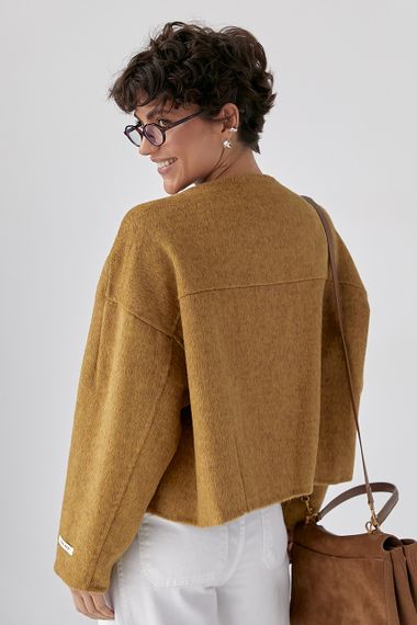 Коротке вовняне пальто - світло-коричневий цвет, ONE SIZE (є розміри) | Зображення 1