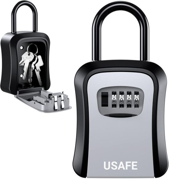 Подвесной металлический мини сейф для ключей uSafe KS-05, с крючком и паролем, Серый | Зображення 3