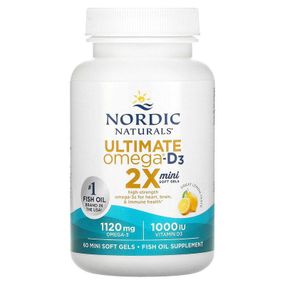 Риб&#039;ячий жир з вітаміном Д3, Ultimate Omega 2X, Nordic Naturals, лимон, 60 гелевих міні капсул