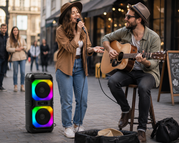 Колонка KTS-2362 Bluetooth с двумя 6,5 дюймовыми динамиками / Акустика с беспроводным микрофоном / Портативная караоке-колонка | Зображення 1