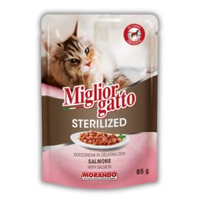 Вологий корм для стерилізованих котів з лососем Morando Migliorgatto Sterilized, 85 гр