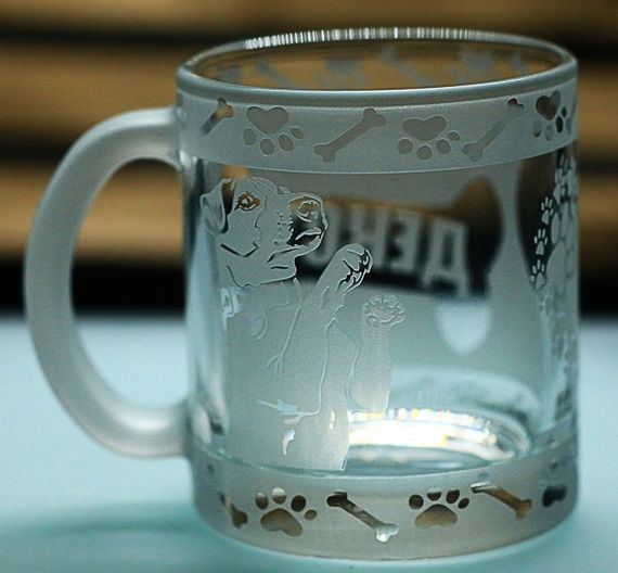 Скляна чашка кружка 320 мл  з гравіюванням Джек-рассел-терьер з кличкой подарунок для власника собаки | Зображення 1