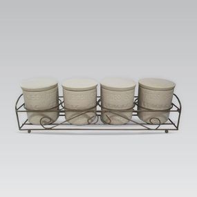 Набор для специй Maestro MR-20028-04CS Stone 4 керамические баночки с подставкой