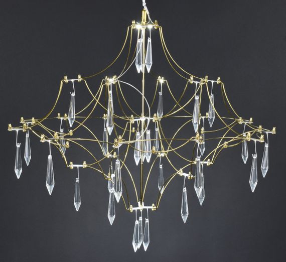 Люстра світлодіодна підвісна LED світильник для квартири на стелю лед 27872 Золото 65-180х60х60 см. | Зображення 2