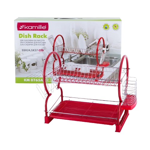 Сушарка для посуду двоярусна 55*24,5*37 см червона KAMILLE