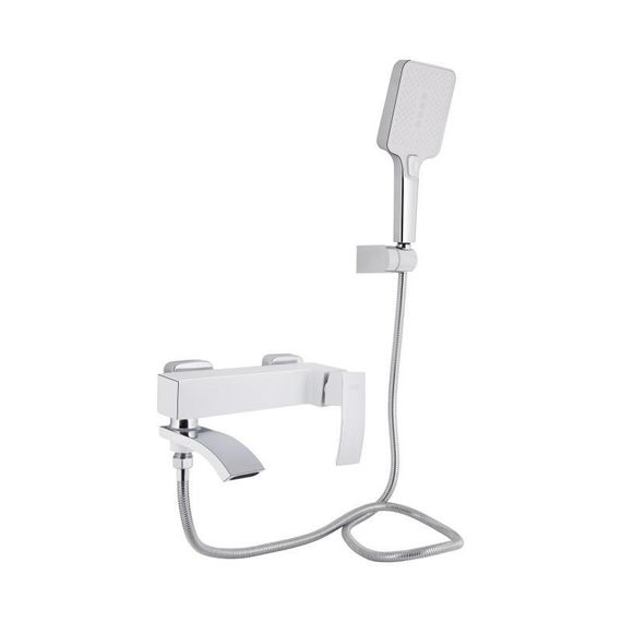Змішувач для ванни Qtap Swan Cascada з поворотним виливом (з душовим гарнітуром) QTSWA260CRW45569 Chrome/White